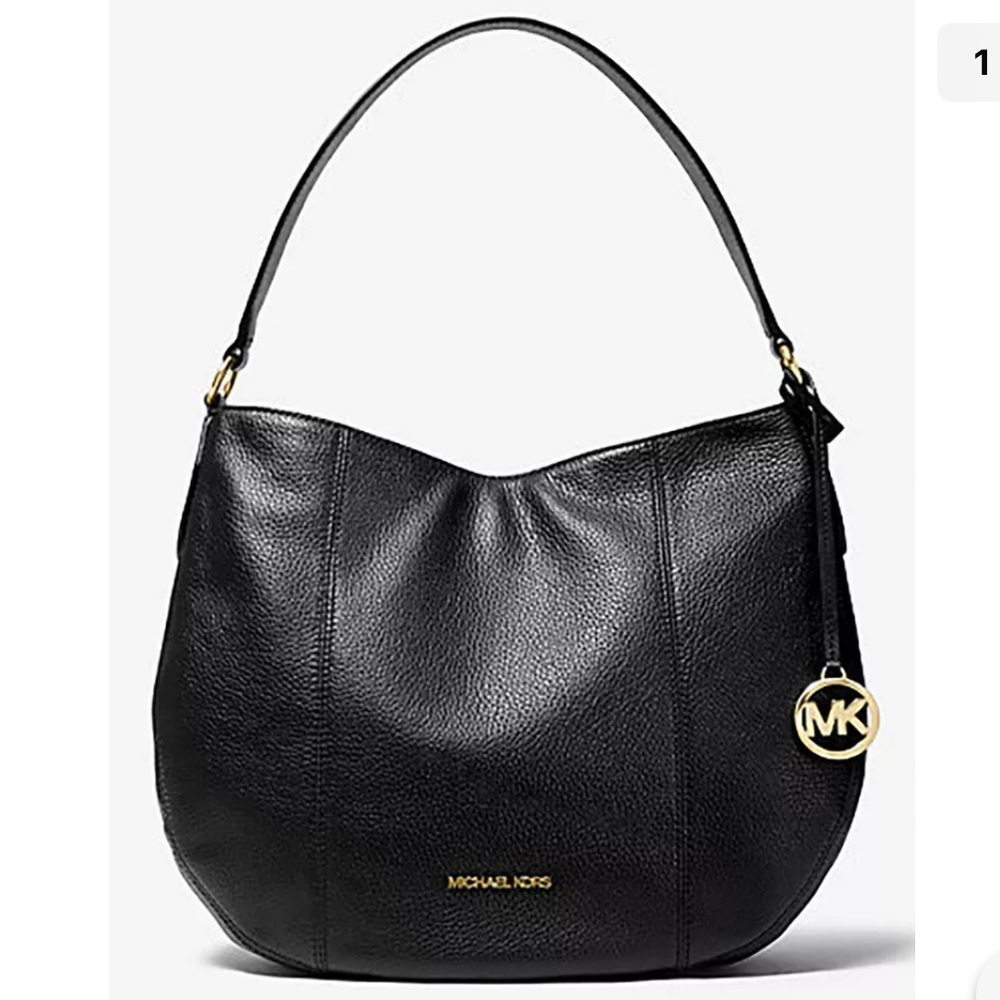 MICHAEL KORS BROOKE LARGE HOBO SHLDR LEATHER BLACK COLOR - Picture 4 of 16
